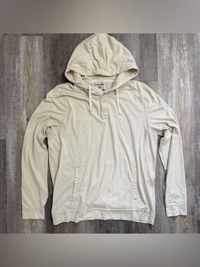 Abercrombie & Fitch Men’s Recycled Hooded Henley Long Sleeve Pullover-size Large